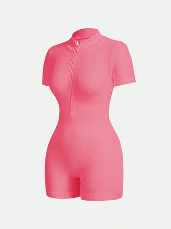 Γυναικείο ρούχο γιόγκα για καλοκαίρι με φερμουάρ - γρήγορα αποξηνόμενο νάιλον, εφαρμογή που ανυψώνει τους γλουτούς, ύφανση νάιλον/nylon - Άνοιξη 2025