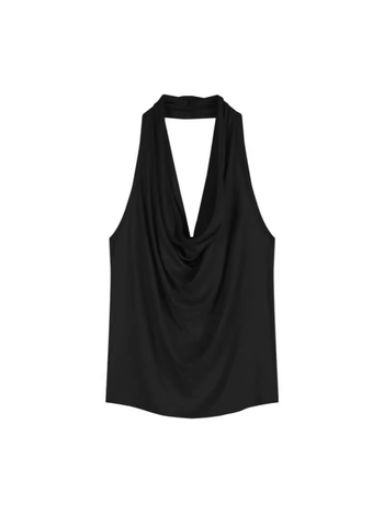 Αμάνικο τοπ με halter, χωρίς πίσω, πολυεστέρας, μονόχρωμο, καλοκαίρι 2024