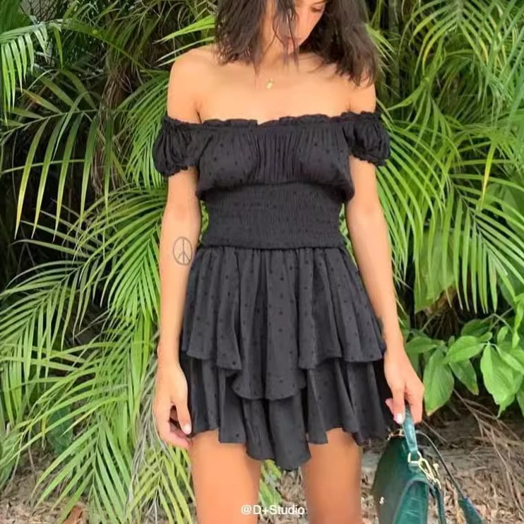 rochie din bumbac cu un umăr, mâneci scurte, rochie scurtă, stil street hipster, vara 2025
