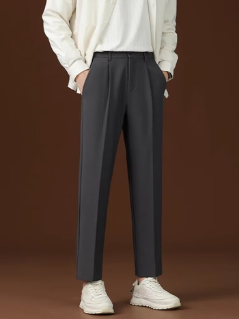 Ανδρικά καθημερινά παντελόνια, ίσιο κόψιμο, μήκος εννιά σημείων, μεσαία μέση, διαπνέον ύφασμα πολυεστερικό-μίγμα, ελαστικό