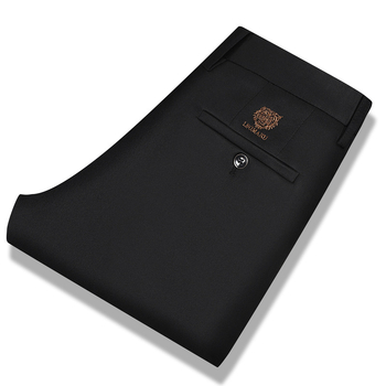 Ανδρικά παντελόνια με υψηλή ελαστικότητα, ίσιο κόψιμο, επιχειρηματικό στυλ, χωρίς σιδέρωμα, διακόσμηση με φερμουάρ