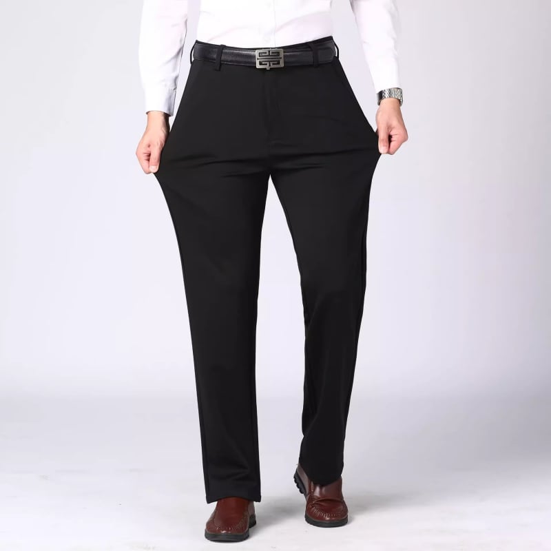 Muške hlače visoke elastičnosti, ravnog kroja, poslovni formal stil, bez glačanja, dekorativni zip