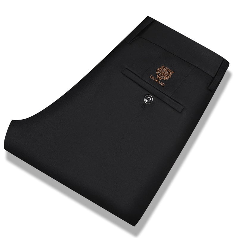 Muške hlače visoke elastičnosti, ravnog kroja, poslovni formal stil, bez glačanja, dekorativni zip