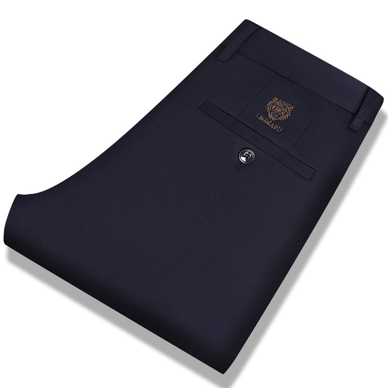 Muške hlače visoke elastičnosti, ravnog kroja, poslovni formal stil, bez glačanja, dekorativni zip