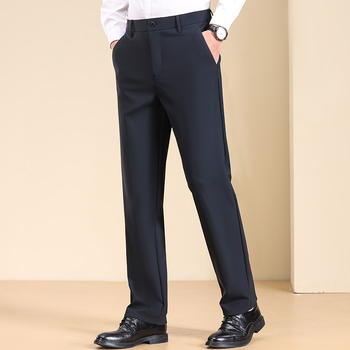 Ανδρικά παντελόνια από 100% βαμβάκι, ίσια γραμμή, υψηλή μέση, φερμουάρ, διαπνέοντα, χωρίς σιδέρωμα, πολλές τσέπες