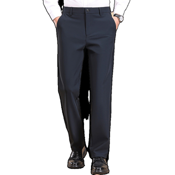 Ανδρικά παντελόνια από 100% βαμβάκι, ίσια γραμμή, υψηλή μέση, φερμουάρ, διαπνέοντα, χωρίς σιδέρωμα, πολλές τσέπες