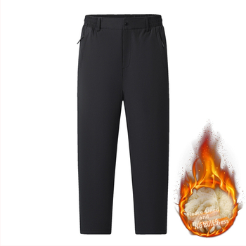 Παντελόνια business casual με φλίς για τον χειμώνα, ίσιο κόψιμο, φερμουάρ, πολυεστερική ύφανση