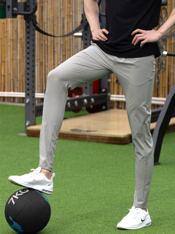 Ανδρικά αθλητικά παντελόνια, γρήγορο στέγνωμα, slim-fit, μεσαία μέση, ύφασμα νάιλον-σπάντεξ (90% νάιλον, 10% σπάντεξ)