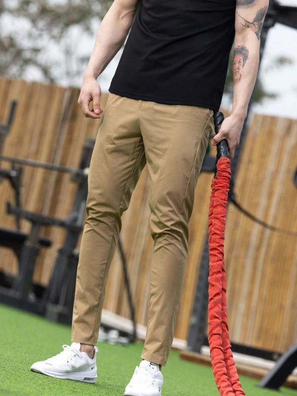 Ανδρικά αθλητικά παντελόνια, γρήγορο στέγνωμα, slim-fit, μεσαία μέση, ύφασμα νάιλον-σπάντεξ (90% νάιλον, 10% σπάντεξ)