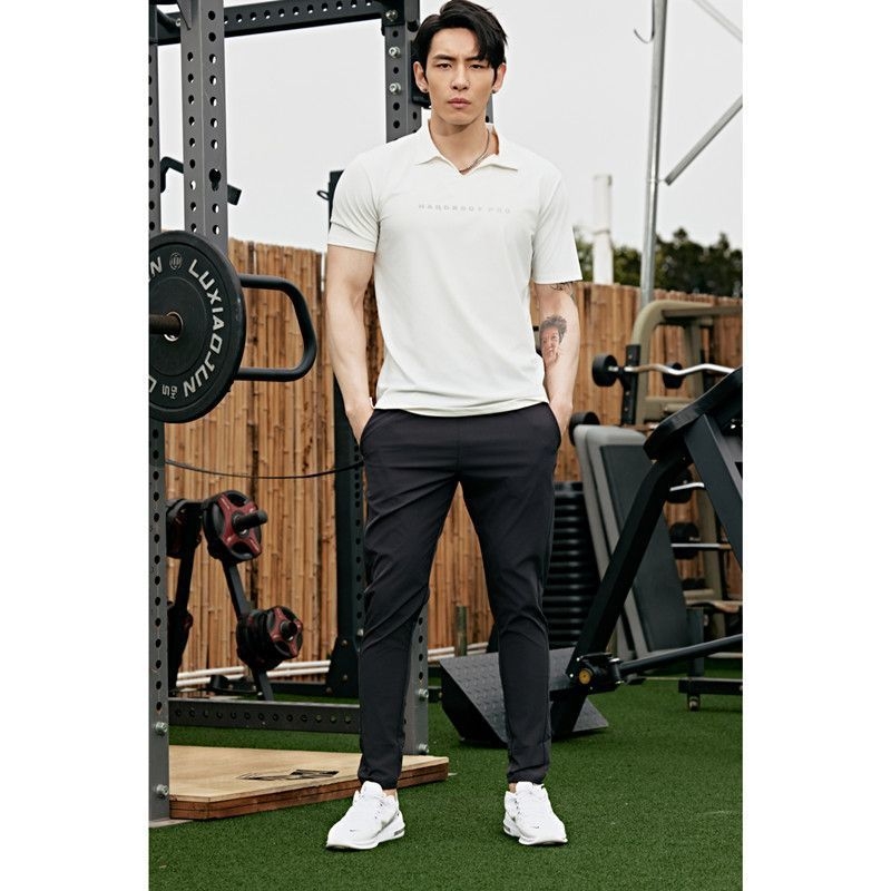 Ανδρικά αθλητικά παντελόνια, γρήγορο στέγνωμα, slim-fit, μεσαία μέση, ύφασμα νάιλον-σπάντεξ (90% νάιλον, 10% σπάντεξ)