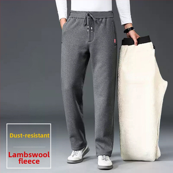 Ανδρικά παντελόνια casual με επένδυση φλίς, χαλαρή ευθεία γραμμή, παχιά για φθινόπωρο και χειμώνα