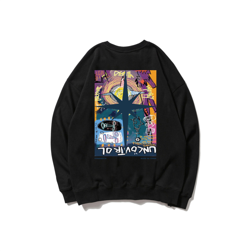 Oversize muški sweatshirt s okruglim izrezom i otisom medvjeda, poliester materijal, pogodan za proljeće i jesen
