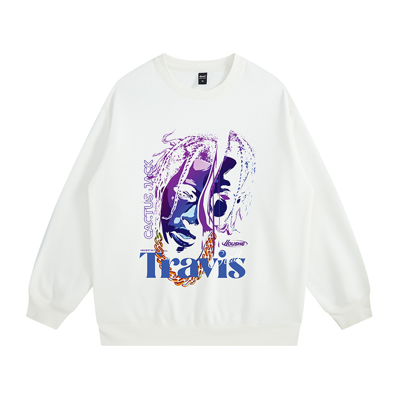 Oversize muški sweatshirt s okruglim izrezom i otisom medvjeda, poliester materijal, pogodan za proljeće i jesen