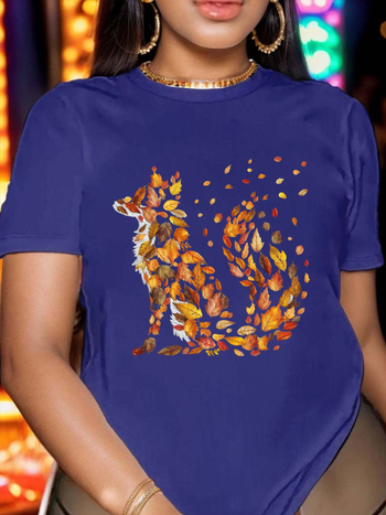 Γυναικείο T‑shirt από 100% βαμβάκι με γεωμετρικό σχέδιο, κοντό μανίκι, στρογγυλή λαιμόκοψη, ρετρό στυλ