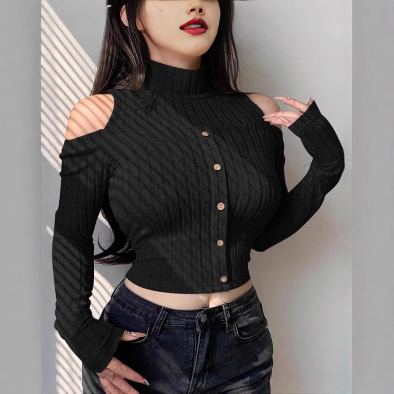 Tricou damă din poliester-spandex, guler rotund, mâneci lungi, croială slim