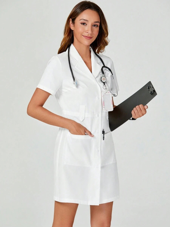 Ιατρικός εργαστηριακός χιτώνας - κοντό μανίκι, γιακάς τύπου λαπέλ, ύφασμα βαμβακοπολυεστέρα, απομάκρυνση υγρασίας