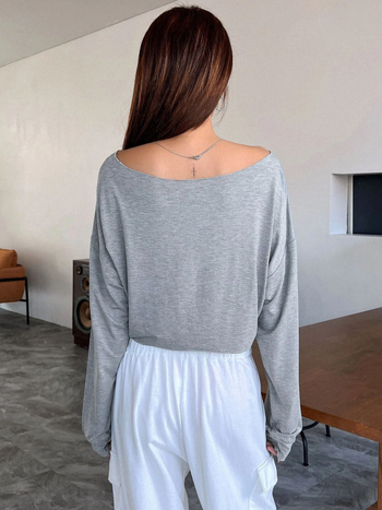 Дамска тениска с райета, къс ръкав, слим фит, кръгла яка, полиестер-спандекс