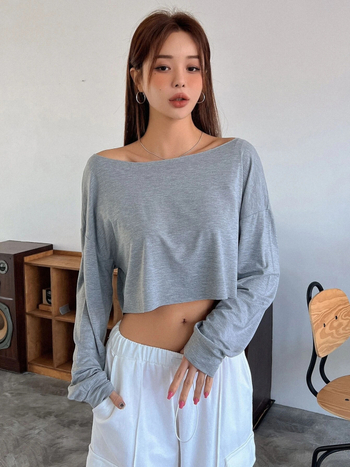 Дамска тениска с райета, къс ръкав, слим фит, кръгла яка, полиестер-спандекс