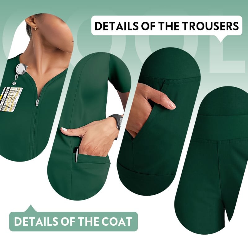 Zdravotnícky set oblečenia, unisex, krátke rukávy, vrch s V výstrihom a nohavice, polyester-elastan materiál, odvádzajúci vlhkosť