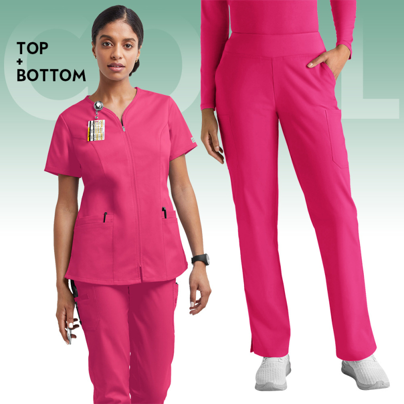 Zdravotnícky set oblečenia, unisex, krátke rukávy, vrch s V výstrihom a nohavice, polyester-elastan materiál, odvádzajúci vlhkosť