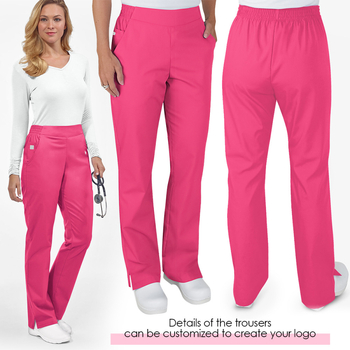 Унисекс медицински работен комплект: влагоотводящ полиестер-еластан, V-образно деколте, къс ръкав, топ и панталони, дължина 50–65 cm