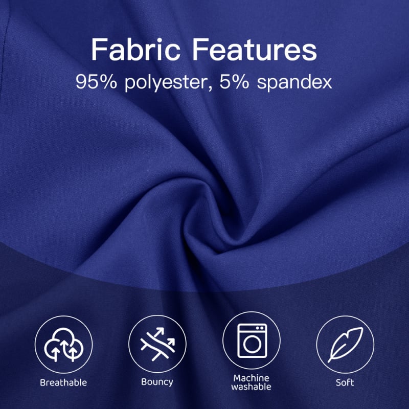 Set de uniforme medical unisex, mânecă scurtă, decolteu în V, pantaloni, țesătură absorbantă de umezeală și uscare rapidă, poliester-elastan