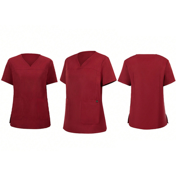 Σετ ιατρικών ρούχων – Unisex, Κοντόμανίκι Τοπ με V-λαιμό + Παντελόνια, Μίξη Πολυεστερ-Ελαστάν, Απομάκρυνση Υγρασίας