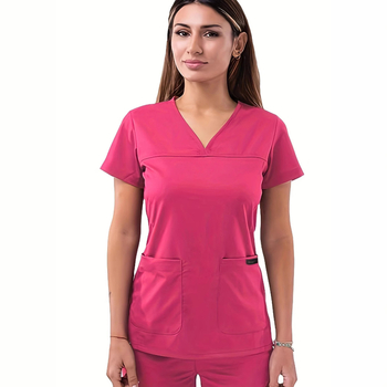 Σετ ιατρικών ρούχων – Unisex, Κοντόμανίκι Τοπ με V-λαιμό + Παντελόνια, Μίξη Πολυεστερ-Ελαστάν, Απομάκρυνση Υγρασίας