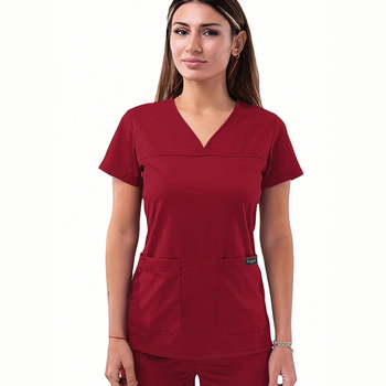 Σετ ιατρικών ρούχων – Unisex, Κοντόμανίκι Τοπ με V-λαιμό + Παντελόνια, Μίξη Πολυεστερ-Ελαστάν, Απομάκρυνση Υγρασίας