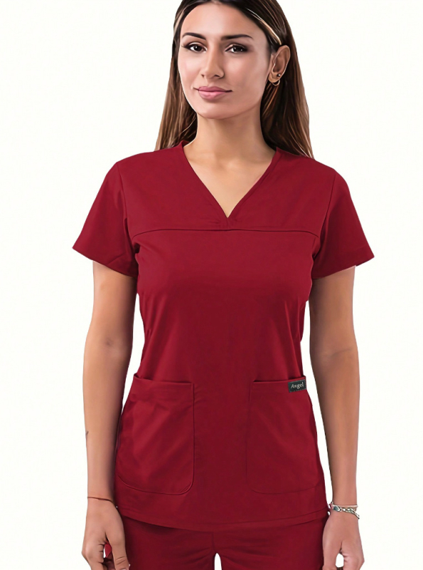 Medicīnisko apģērbu komplekts – Universāls, īss piedurknēm V kakla tops + bikses, poliestera-elastāna maisījums, mitrumu novēršana