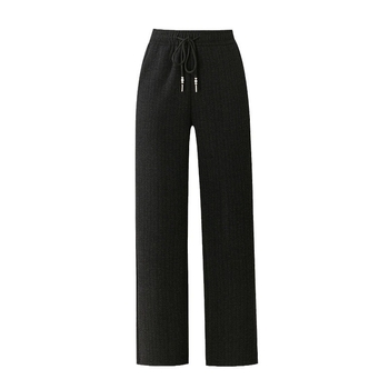 Зимни дамски панталони от вълна с подплата от флис, прави, висока талия, плътни