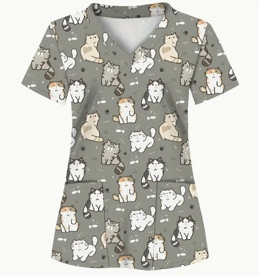 Tricou cu imprimeu floral, decolteu în V, mâneci scurte, croială lejeră, poliester (Poliester; imprimeu floral; decolteu în V; mâneci scurte; croială lejeră)