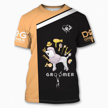 Μπλουζάκι από πολυεστερικό ύφασμα με φλοράλ εκτύπωση, στρογγυλή λαιμόκοψη, κοντά μανίκια, χαλαρή γραμμή