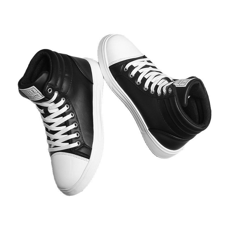 Sneakers unisex înalte, PU upper, talpă EVA, șireturi, vârf rotund, toc mic 1–3 cm