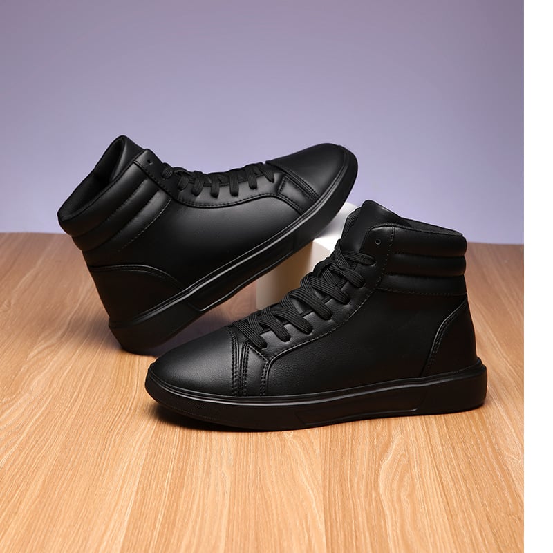 Sneakers unisex înalte, PU upper, talpă EVA, șireturi, vârf rotund, toc mic 1–3 cm