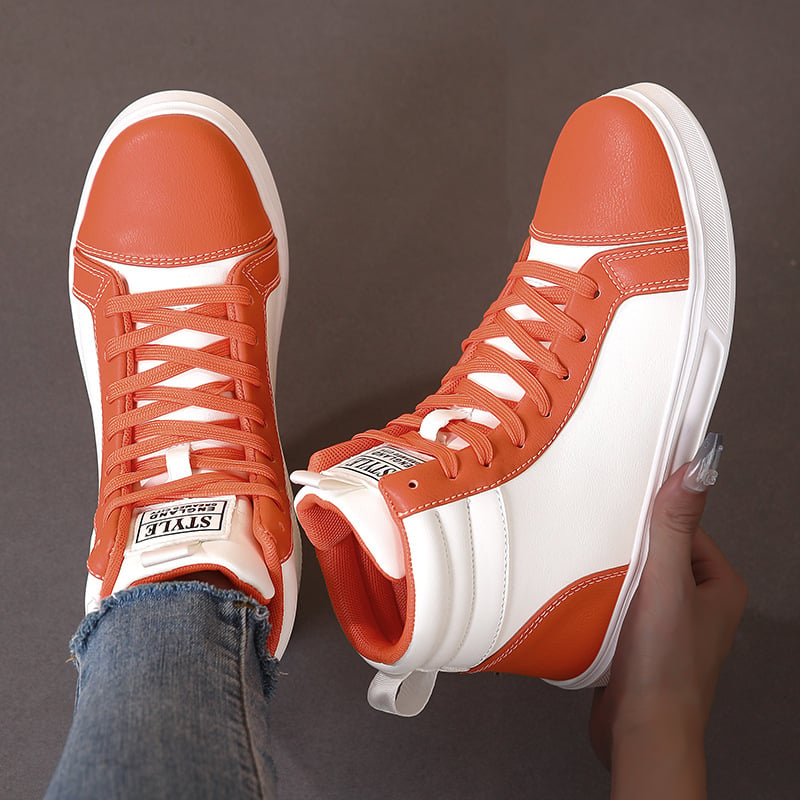 Sneakers unisex înalte, PU upper, talpă EVA, șireturi, vârf rotund, toc mic 1–3 cm