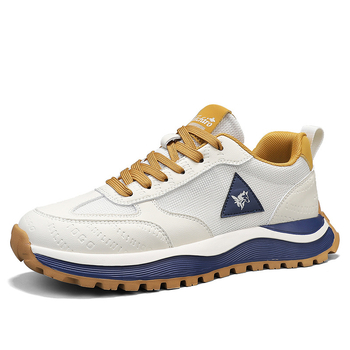 Ανδρικά sneakers με χοντρή σόλα, άνω μέρος από διχτυωτό ύφασμα, διαπνέουσα υφασμάτινη εσωτερική σόλα, διχρωμία ελαφριάς σόλας από καουτσούκ και πλαστικό, χαμηλό ύψος τακουνιού 1–3 cm