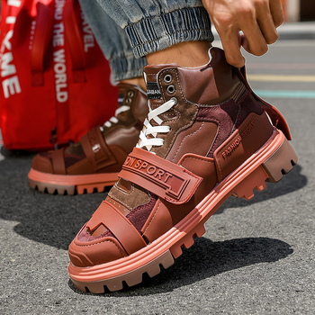 Martin μποτάκια με λεοπάρ σχέδιο, υψηλό ύψος, επάνω συνθετικό δέρμα, καουτσούκ σόλα, στρογγυλή μύτη, χαμηλό τακούνι 1–3 εκ, αντιολισθητικά