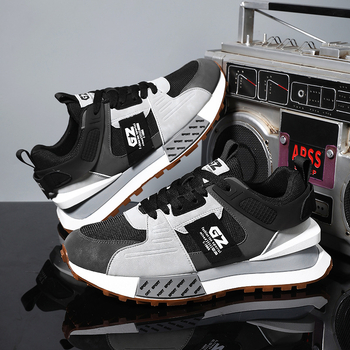 Férfi dad shoes stílusú sportcipő platformával 3–5 cm, szintetikus bőr, elöl fűzőtt, kerek orr