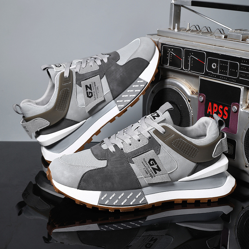 Férfi dad shoes stílusú sportcipő platformával 3–5 cm, szintetikus bőr, elöl fűzőtt, kerek orr
