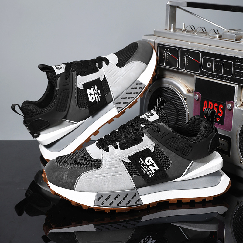 Férfi dad shoes stílusú sportcipő platformával 3–5 cm, szintetikus bőr, elöl fűzőtt, kerek orr