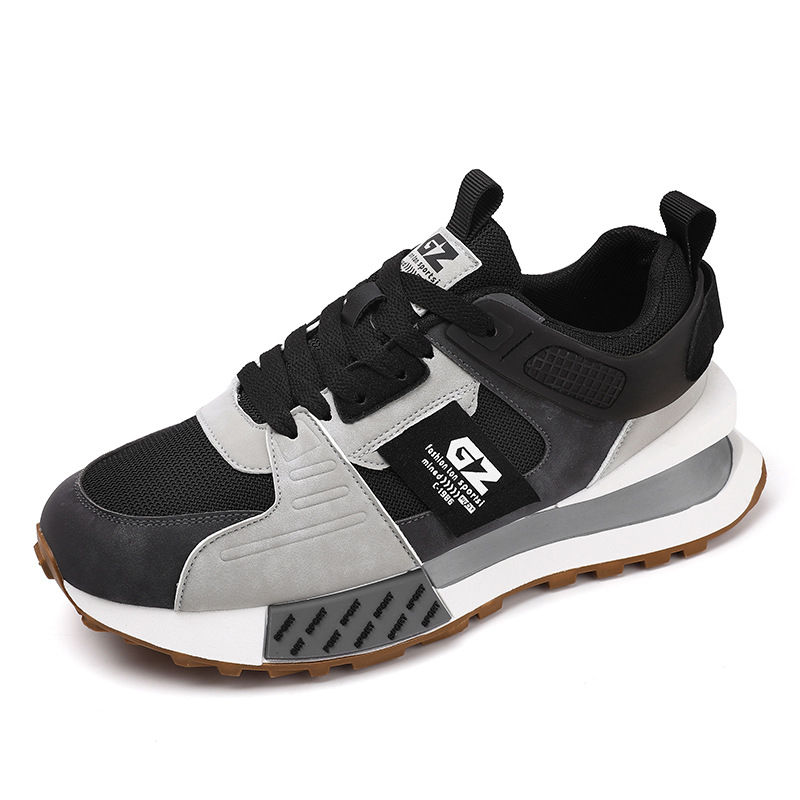 Férfi dad shoes stílusú sportcipő platformával 3–5 cm, szintetikus bőr, elöl fűzőtt, kerek orr