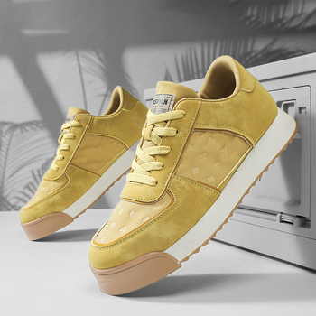 Unisex χαμηλοτάκουνα sneakers με κορδόνια, color-block επάνω μέρος από ομπρέλα ύφασμα, PVC σόλα, φτέρνα 3-5 cm