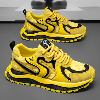 Мъжки спортно-ежедневни обувки, дишаща горна част, лека конструкция, връзки, гумена подметка, заоблен нос