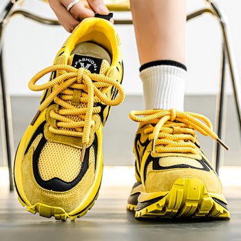 Мъжки спортно-ежедневни обувки, дишаща горна част, лека конструкция, връзки, гумена подметка, заоблен нос