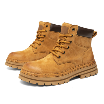 Μποτάκια Μάρτιν με επάνω μέρος από δέρμα χοίρου, σόλα από καουτσούκ, αδιάβροχα, μεσαίο ύψος, κλείσιμο με κορδόνια στην πρόσοψη