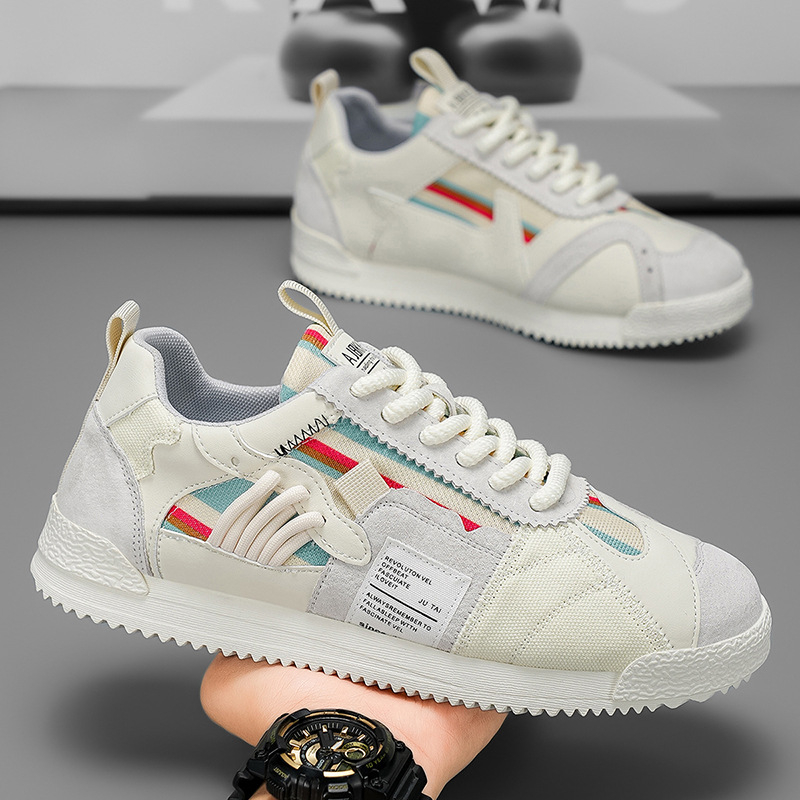 Мъжки спортно-елегантни кецове — леки и дишащи; PU горна част, инжекционно формована каучукова подметка, шнуровка, нисък връх, EVA стелка