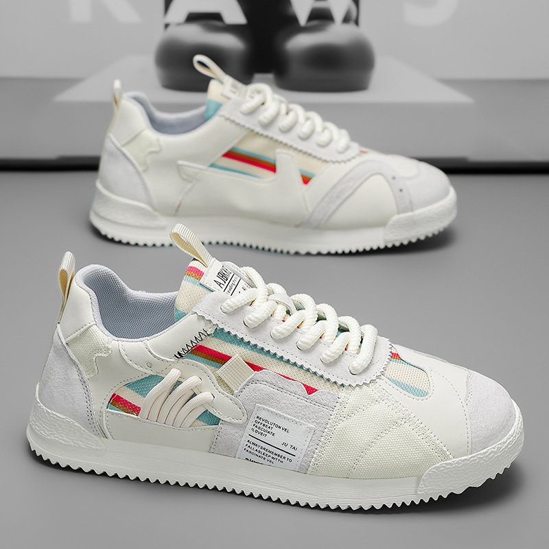 Мъжки спортно-елегантни кецове — леки и дишащи; PU горна част, инжекционно формована каучукова подметка, шнуровка, нисък връх, EVA стелка