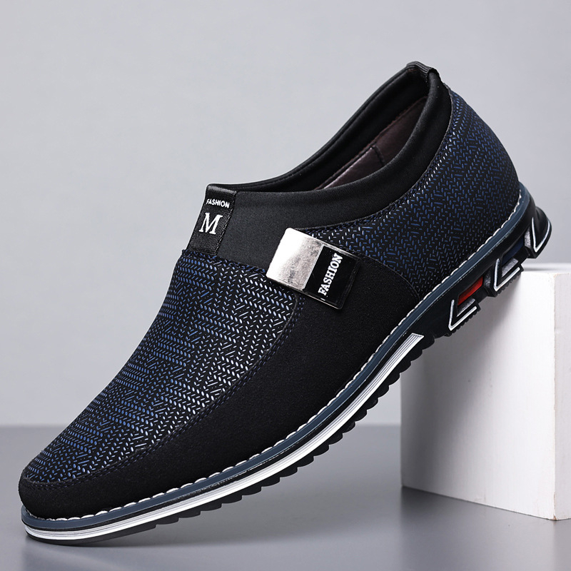 Férfi slip-on kültéri cipő pamut textile felsőrésszel, szabadidős stílus, puha talp.