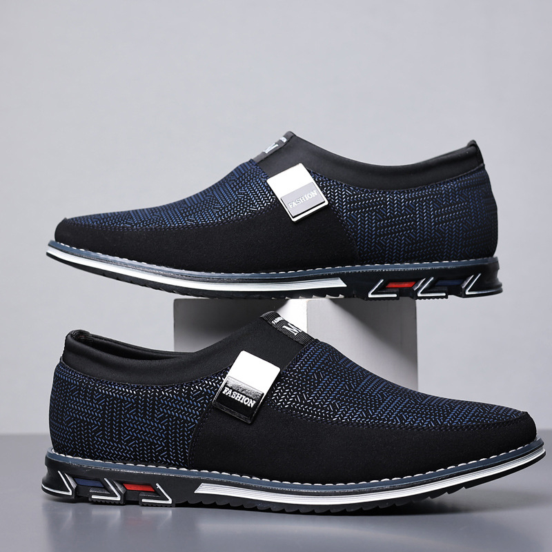Férfi slip-on kültéri cipő pamut textile felsőrésszel, szabadidős stílus, puha talp.